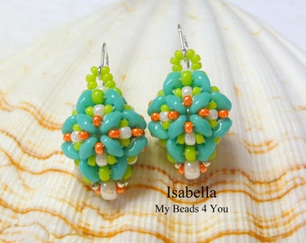 Seed Bead Earrings, SuperDuo Beaded Earrings, Beadwork Earrings, Beadwoven Earrings, Beaded Earrings, Beading Instructions, Earring Pattern