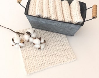 Crochet Dishcloths, Eco Friendly Cleaning, 8 Cotton Dishrag Set, Reusable Minimalist Cloths, Sustainable Recycle, Environmental Kitchen Gift