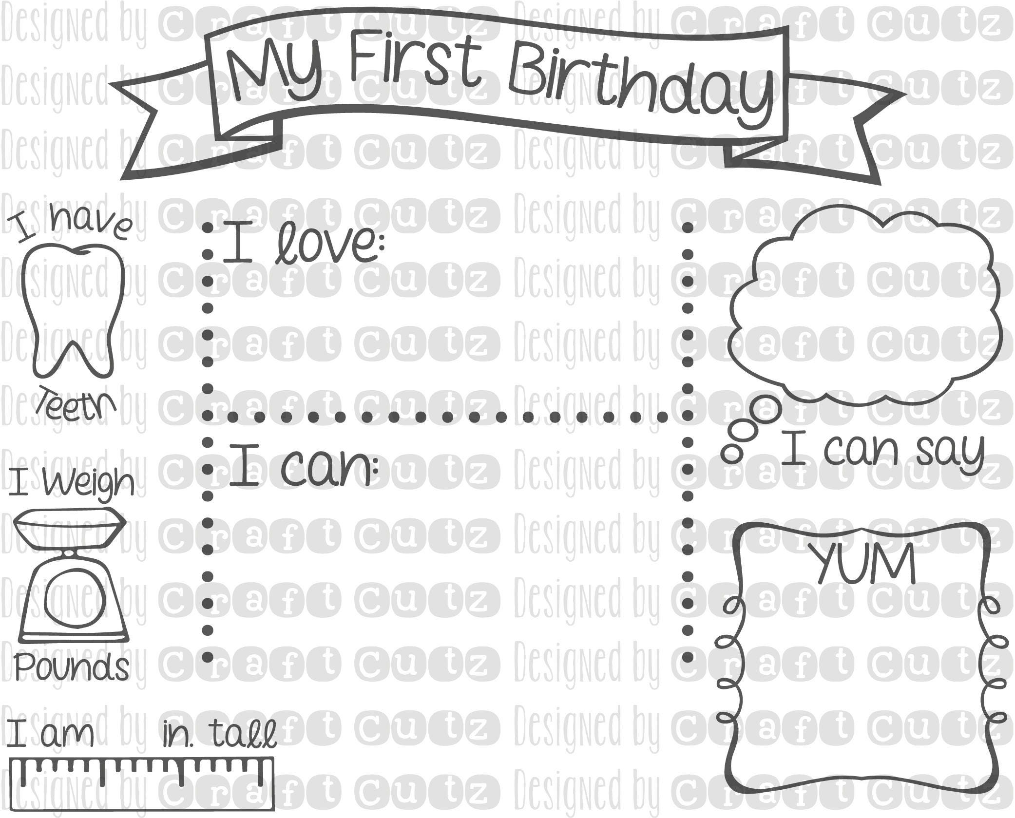 Download My First Birthday Board svg - Digital Download - Birthday ...