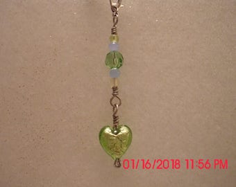 Wirewrapped, beaded heart charm