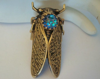 Ring, Cicada Bug, Jewelry, Dragon Skin Iridescent Jewel, Metal Bonded NOT Glued, NO Raw Brass In My Jewelry Designs,