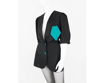 Vintage blouses Blazer in black with handkerchief