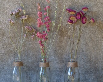 Pink milk bottle trio