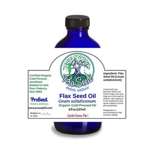 Flax Seed Linseed Oil Virgin Organic Unfiltered Cold Pressed NON GMO High OMEGAS Healthy Essential Fatty Acids Linum usitatissmum