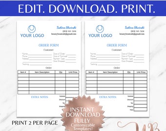 order form order template small business form business