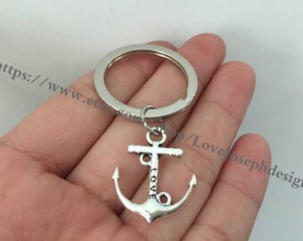 Love Anchor keychain, Anchor gifts key ring