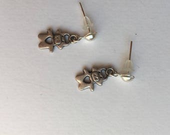 Earrings silver plated small cow