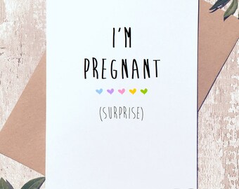 Pregnancy announcement card, surprise card, new baby card, i'm pregnant, new mum card