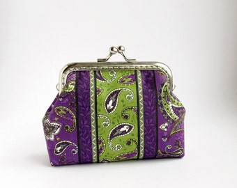 Purse Purple Paisley with Green