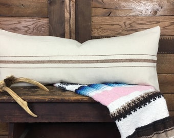 French Grain Sack Style Lumbar Pillow Cover