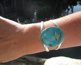 Chrysocolla and Sterling Silver Cuff Bracelet