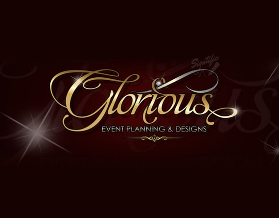 Custom Text Logo with Blings Event Planning Logo Design Gold