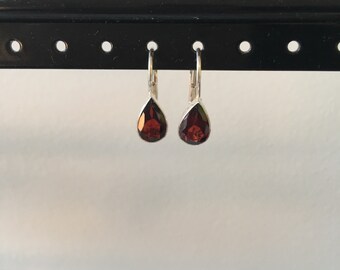 Garnet tear drop earring