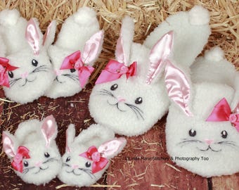 Mommmy and Me Fluffy Bunny Slippers