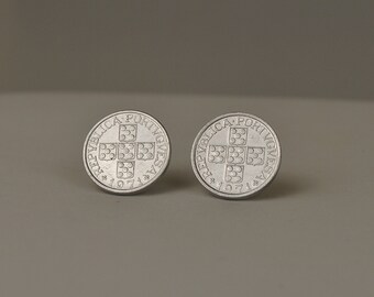 Portugal Coin Jewelry Post Earrings 1971