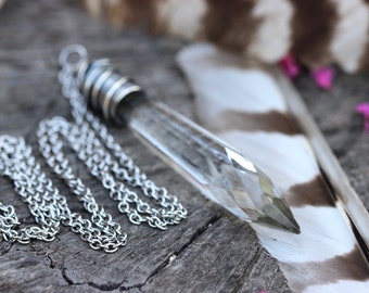 Chandelier Crystal Necklace Wire Wrapped Crystal Necklace Antique Crystal Chandelier Necklace Long Crystal Necklace Bohemian Necklace