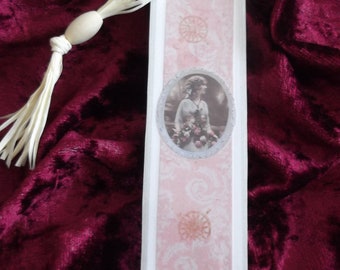 Vintage pink and silver bookmark
