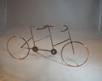 Table Top Tandem Bicycle/Copper Wire Art/Home Decor/Bicycle/Hand Sculpted Wire Art Bicycle/Table Top Decor/Accessories/Gift/Handmade in USA