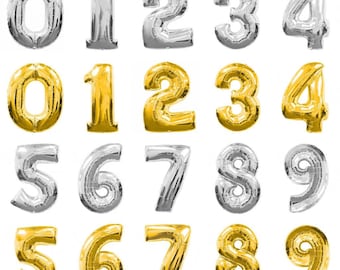 40 inch Gold Silver number balloons number 1-9 balloon Gold Silver Foil balloon 0,1,2,3,4,5,6,7,8,9 Birthday Anniversary Party Helium Float