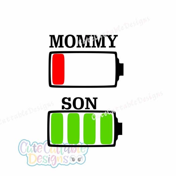 Download Low Battery svg Mommy and Son svg Battery svg file Mom svg