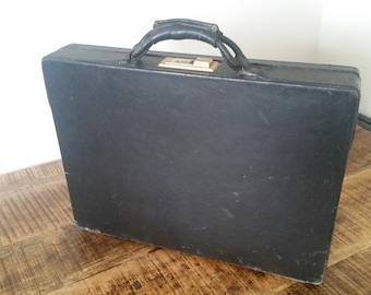 Vintage Black Belting Leather HARTMANN LUGGAGE Hard Case Briefcase Attache Bag