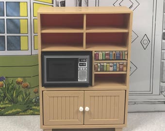 TOMY ENTERTAINMENT CENTER or Unit with Television, 1970's to 1980's, Lundby 1:18 Scale, Hard Plastic, Vintage Dollhouse Kitchen Furniture