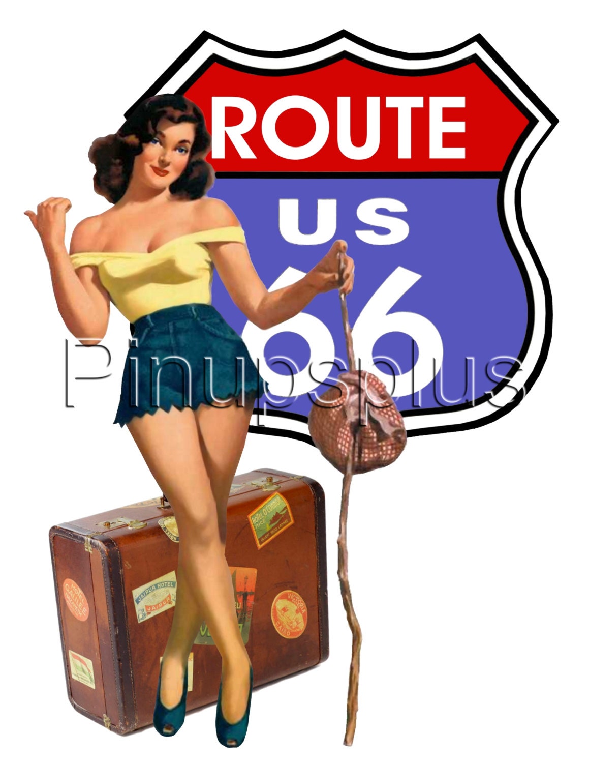 Sexy Route 66 Single Pinup Girl Waterslide Decal For Guitars