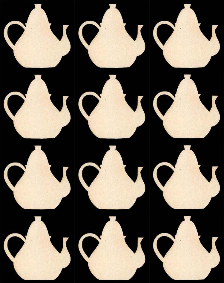 Tea Pot Teapot shape Natural Craft Wood Cutout 267