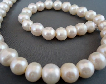 Large hole Freshwater Pearls 9-10 mm/ Big Hole 2 mm /full strand