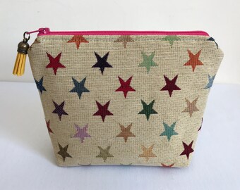 Cosmetic Bag, Makeup Bag, Zipper Pouch, Tapestry Makeup Bag, Stars, Tapestry, Star Makeup Bag, Star Cosmetic Bag