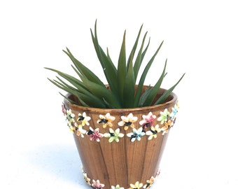 Vintage Floral Flower Pot, Made in Italy,