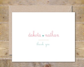 Wedding Thank You Cards . Personalized Wedding Cards . Bridal Shower Thank You Cards - So In Love
