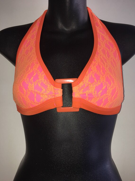 35%OFFSALE *** MissManeater VANDALIZE buckle front fixed thick bind long halter top *** MAX coverage!