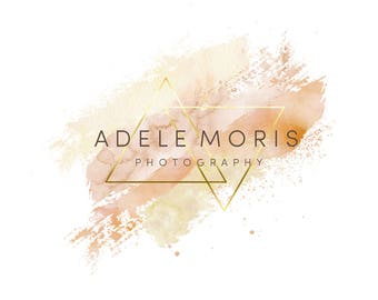 Watercolor logo, logo design, branding package, geometric logo, Mini branding kit, Photography Logo, Watermark Logo Gold Logo, Monogram, 040