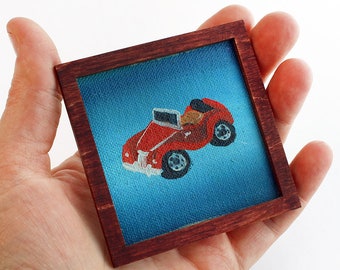 Original Miniature Artwork - Antique Red Roadster