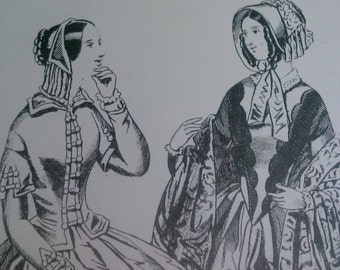 Ladies Fashions 1840s Set of 4 Reproduction Prints Victorian Dresses.