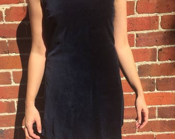 Blue velvet mini dress