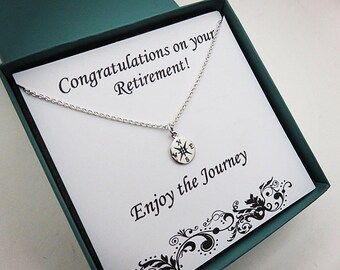 Retirement Gifts for Women, Sterling Silver Compass Necklace, Graduation Gift, Compass Necklace, Retirement Jewelry, Graduation Jewelry, MHD