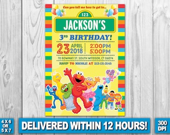 Sesame Street Invitation, Sesame Street Birthday Invitation, Sesame Street, Sesame Street Birthday Card, Sesame Street Invite Printable