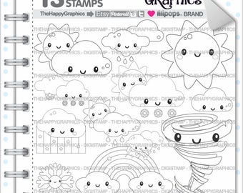Weather Stamp Commercial Use Digi Digital Image Digistamp Party Coloring Page Forecast Cute