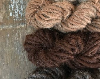Four skeins alpaca fiber all natural color ombre Handspun mini skeins texture pack yarn 40 yards handspun lot set