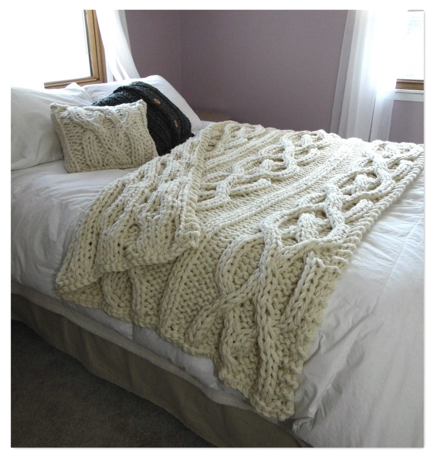 Luxury Oversized Cable Knit Blanket MADE TO ORDER