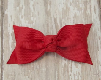 Red Tuxedo Style Toddler Hair Bow 3 Inch Alligator Clip Baby Hairbow