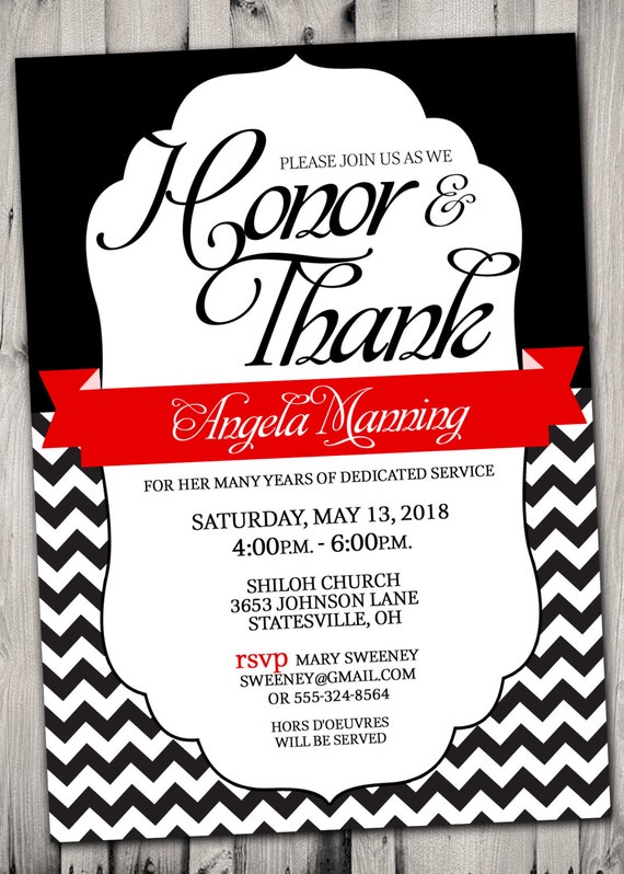 MINISTRY APPRECIATION Invitation Red and Black or Pick any