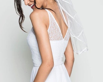 traditional wedding dress/ Romantic wedding dress / Plunging Neckline wedding dress