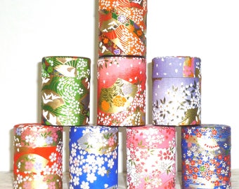 Matcha Tea Storage Container- Washi Japanese Paper Design Tin