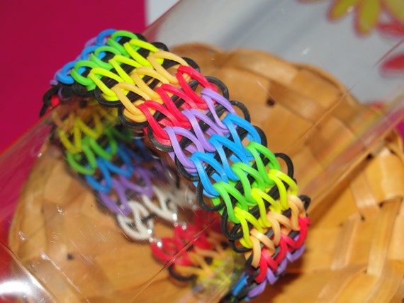 Items similar to Rubber Band Bracelet- - Friendship Bracelet- Rainbow