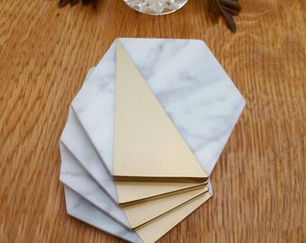 Coasters Gold, Marble Coasters Gold, Marble and Gold, Modern Coasters Set, Modern Home Decor, Modern Kitchen Decor, Home Decor Gift