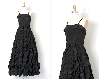 vintage 1940s gown / long black formal 40s dress (extra small xs)