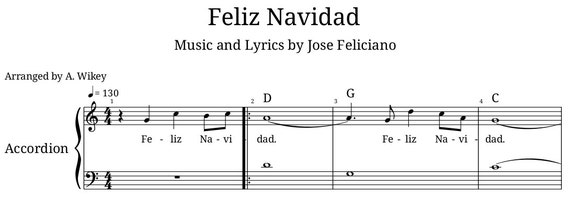 feliz navidad by jose feliciano accordion sheet music accordeon sheet music